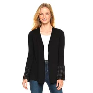 NWT Jennifer Lopez Black Open Front Cardigan With Studded Cuffs